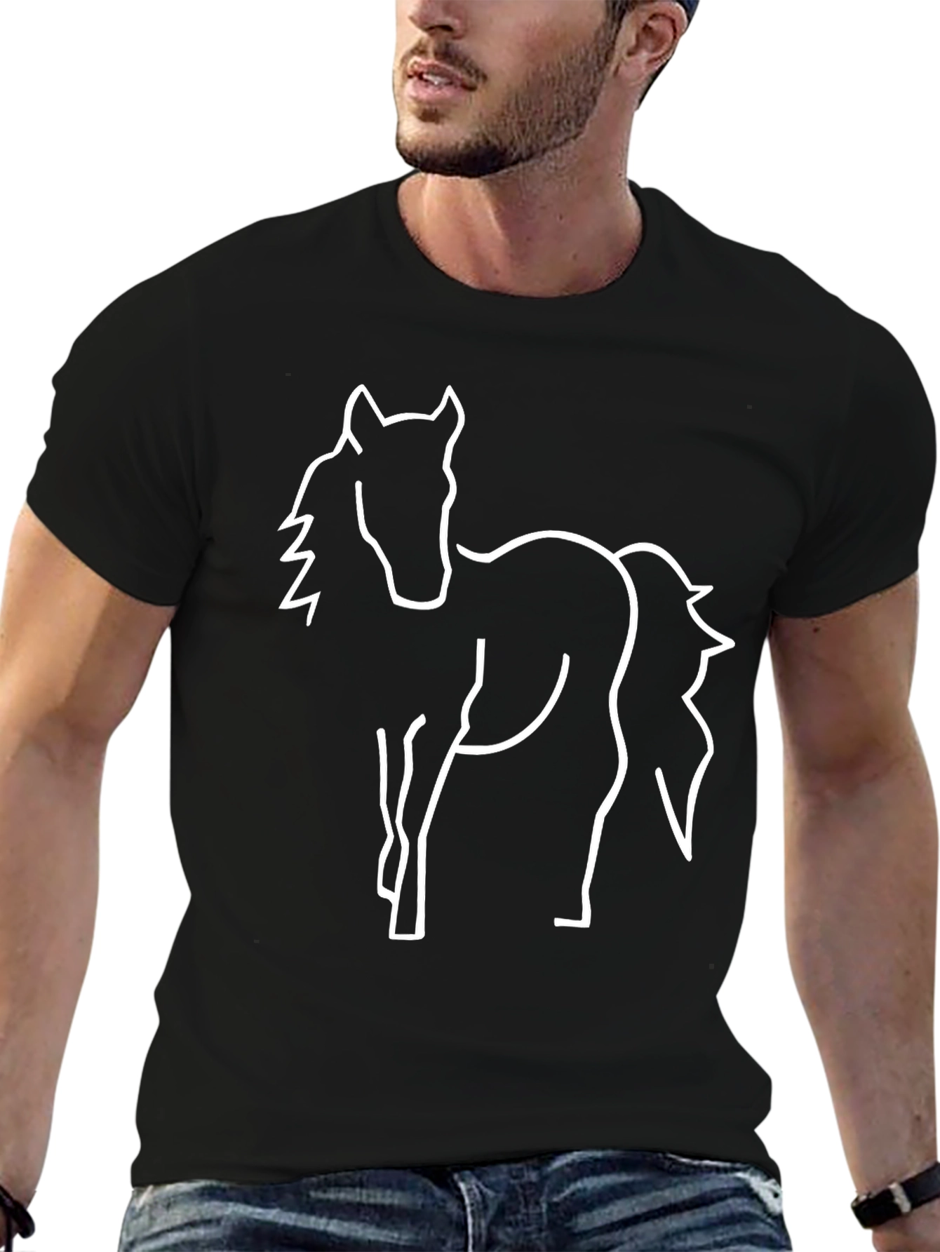 Black Horse Outline Graphic Tee