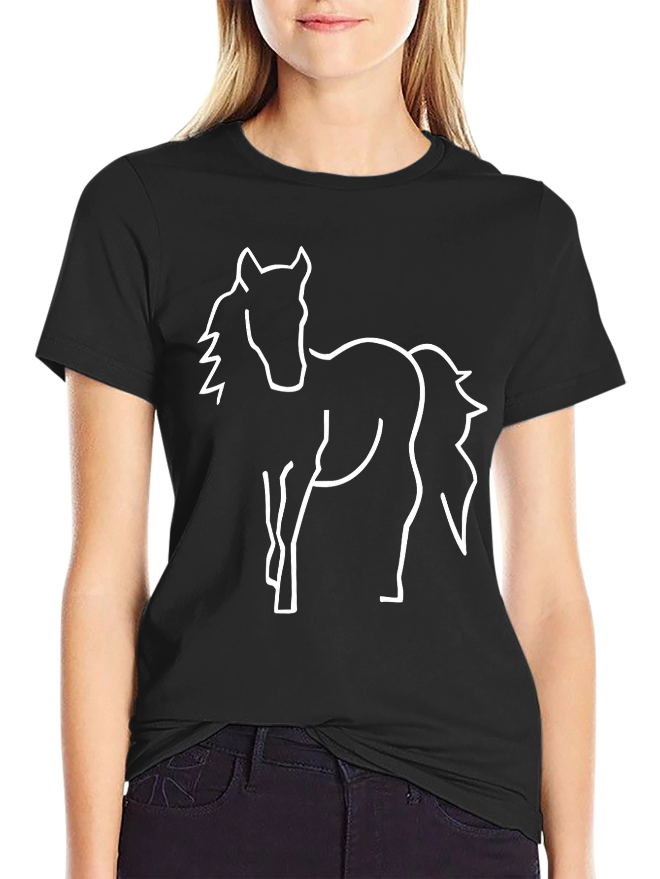 Black Horse Outline Graphic Tee