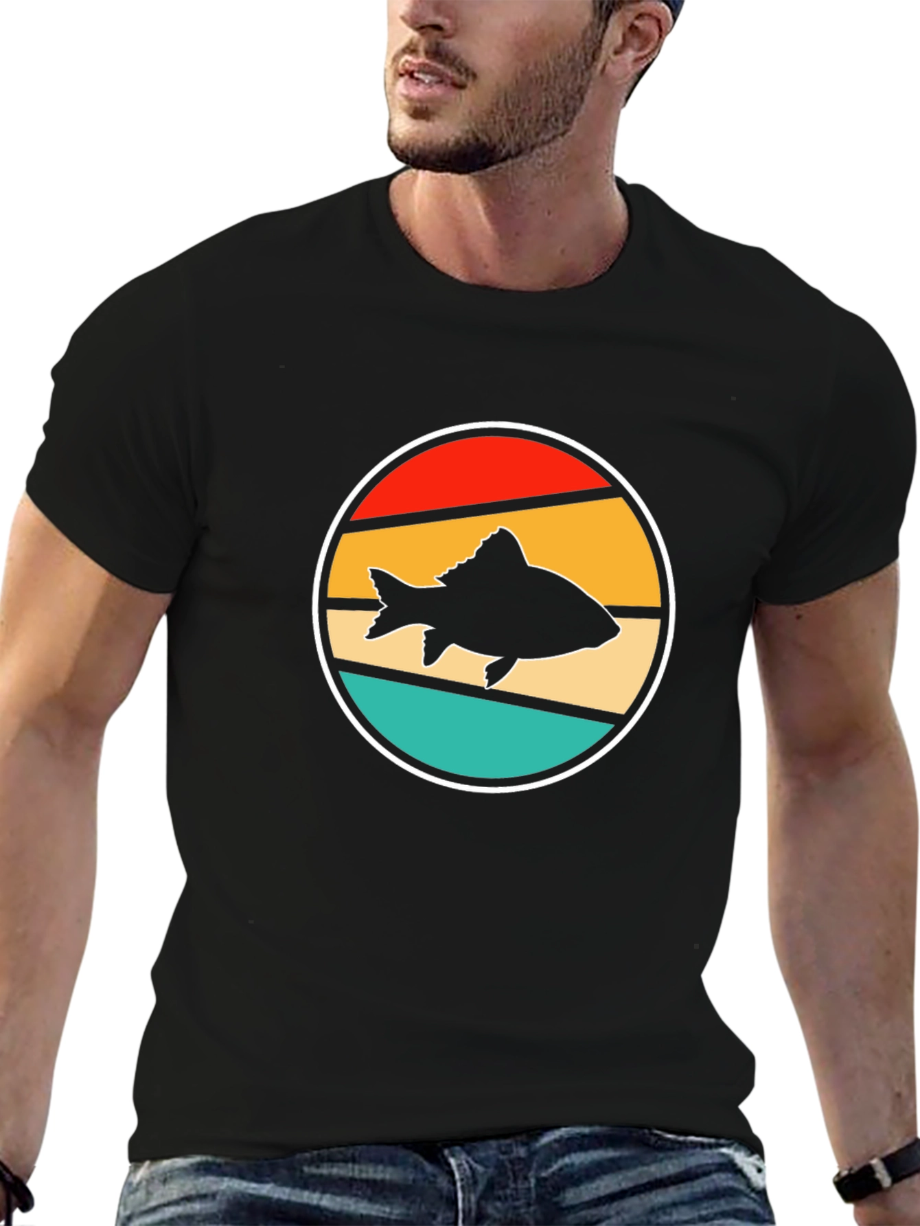 Retro Fish T-Shirt: Black Graphic Tee