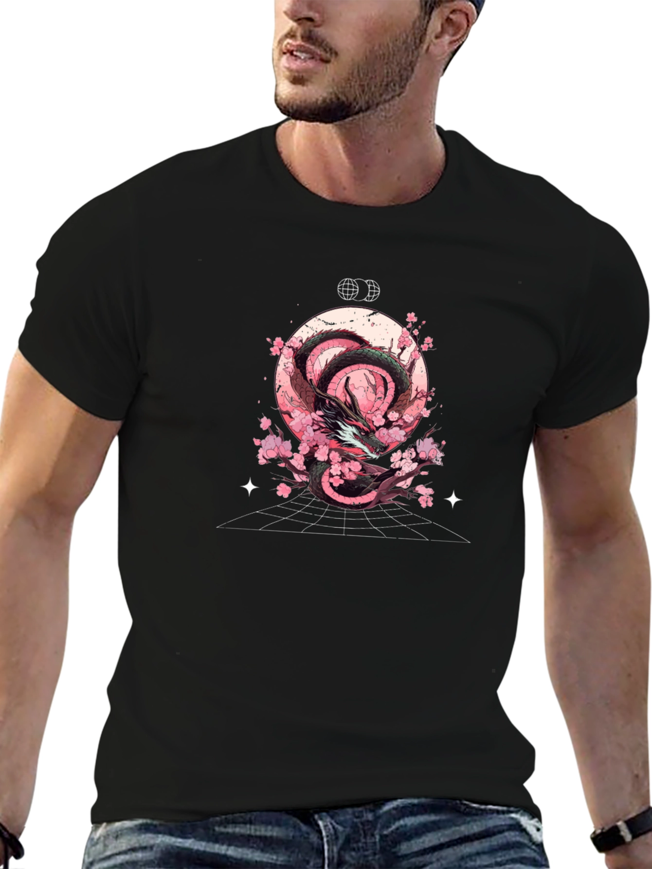 Dragon & Cherry Blossom T-Shirt - Graphic Tee