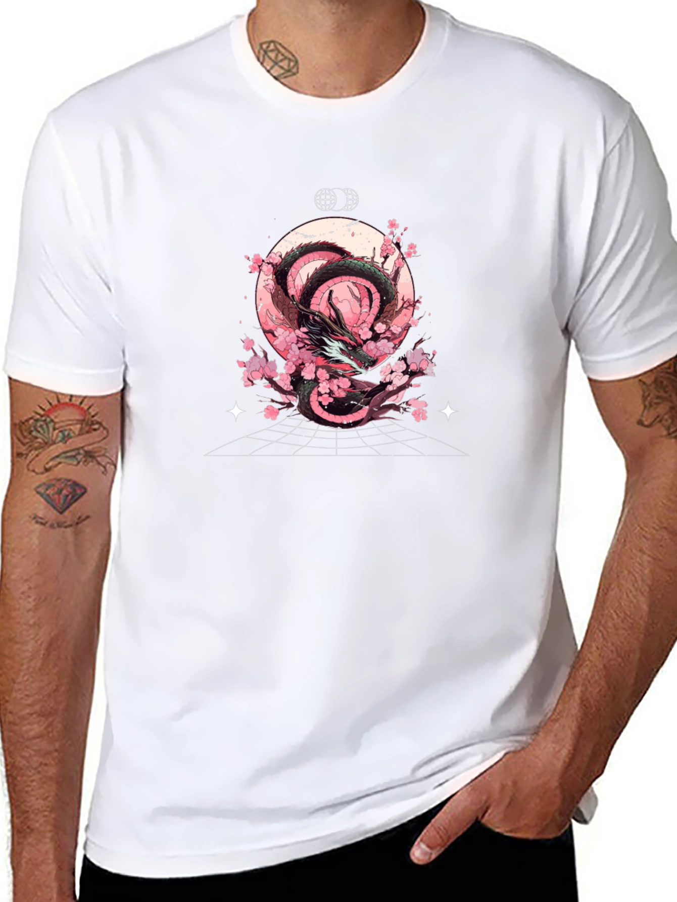 Dragon & Cherry Blossom T-Shirt - Graphic Tee