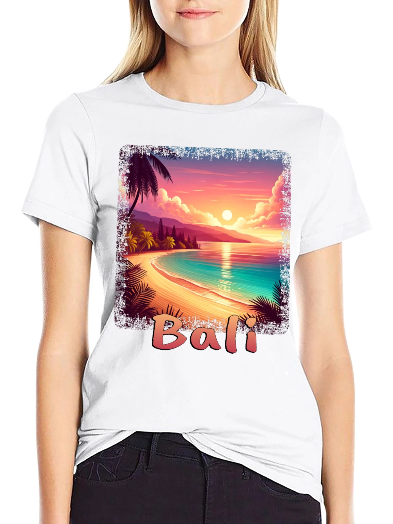 Bali Sunset Graphic Tee - Tropical Beach Vibe