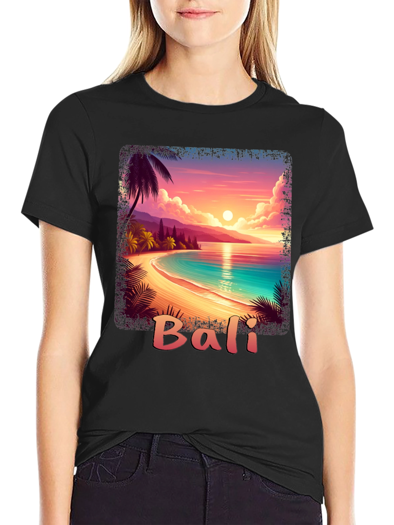 Bali Sunset Graphic Tee - Tropical Beach Vibe