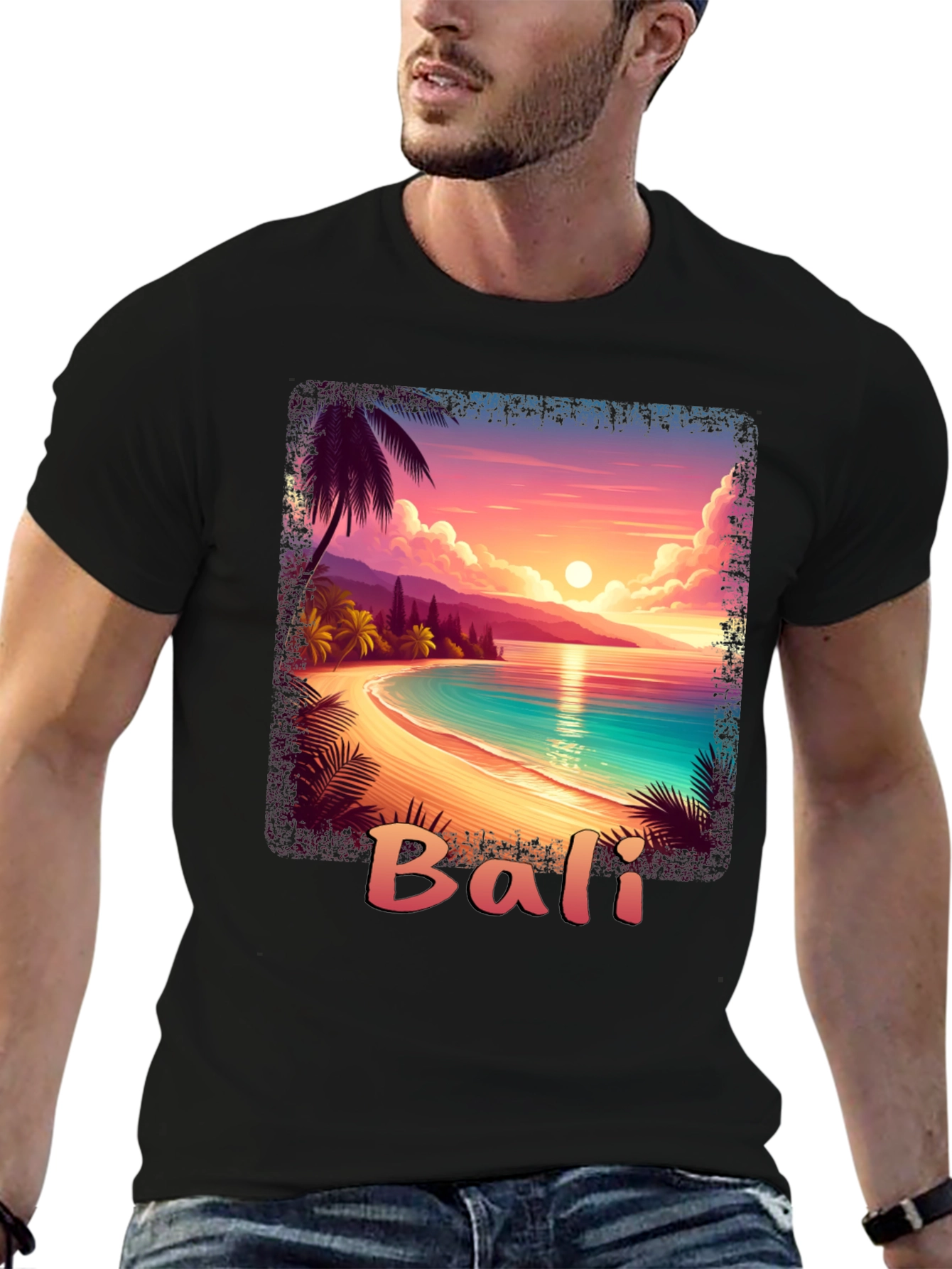 Bali Sunset Graphic Tee - Tropical Beach Vibe