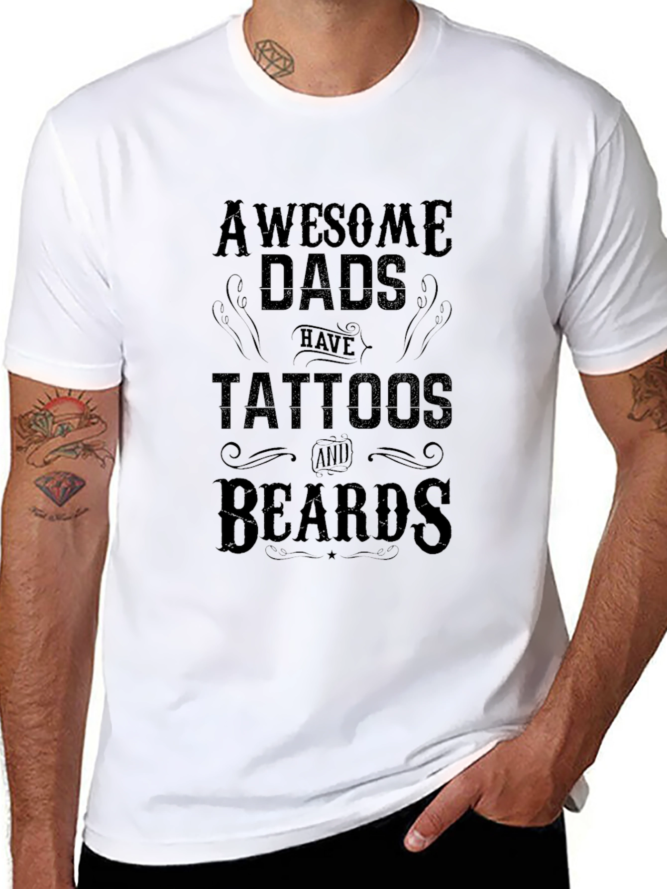 Awesome Dads Tattoos & Beards Graphic Tee