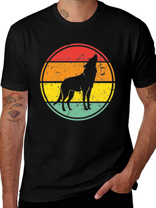 Vintage Wolf Silhouette T-Shirt - Retro Style