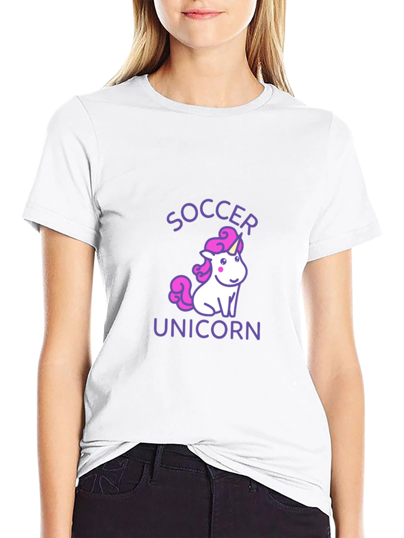 Soccer Unicorn Black Graphic Tee