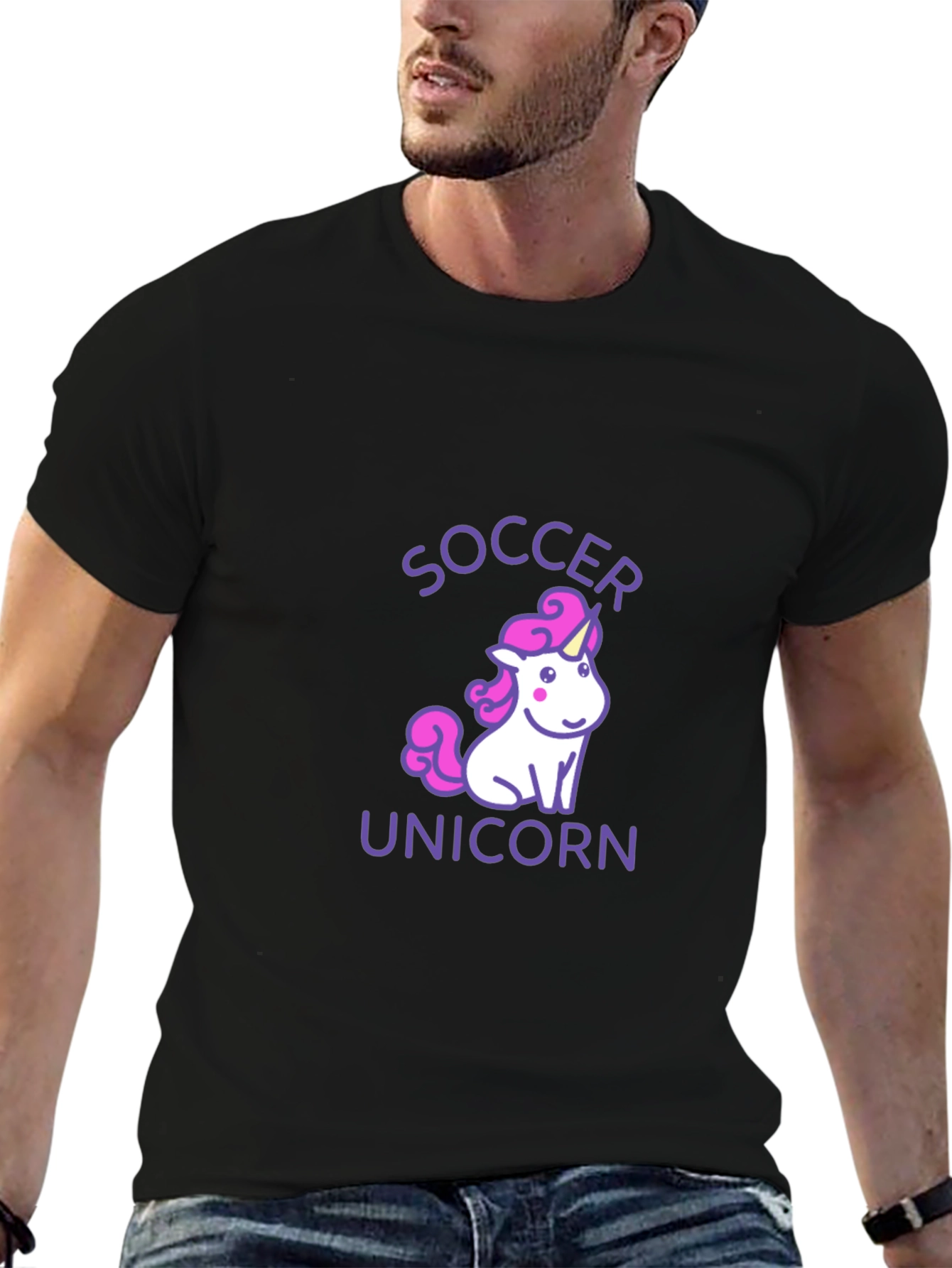 Soccer Unicorn Black Graphic Tee