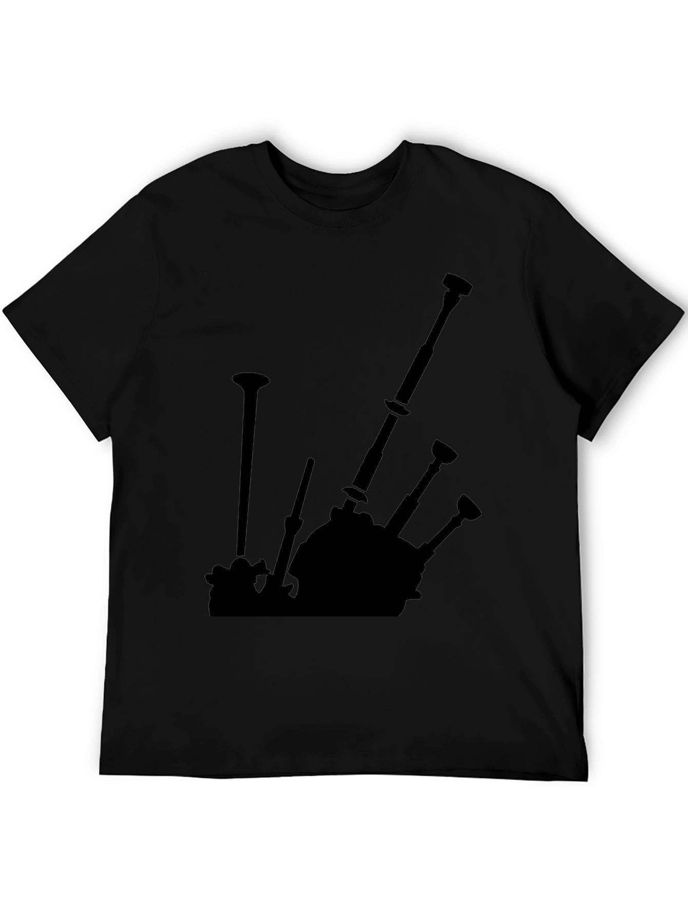 Bagpipe Silhouette Black T-Shirt - Music Lover Tee