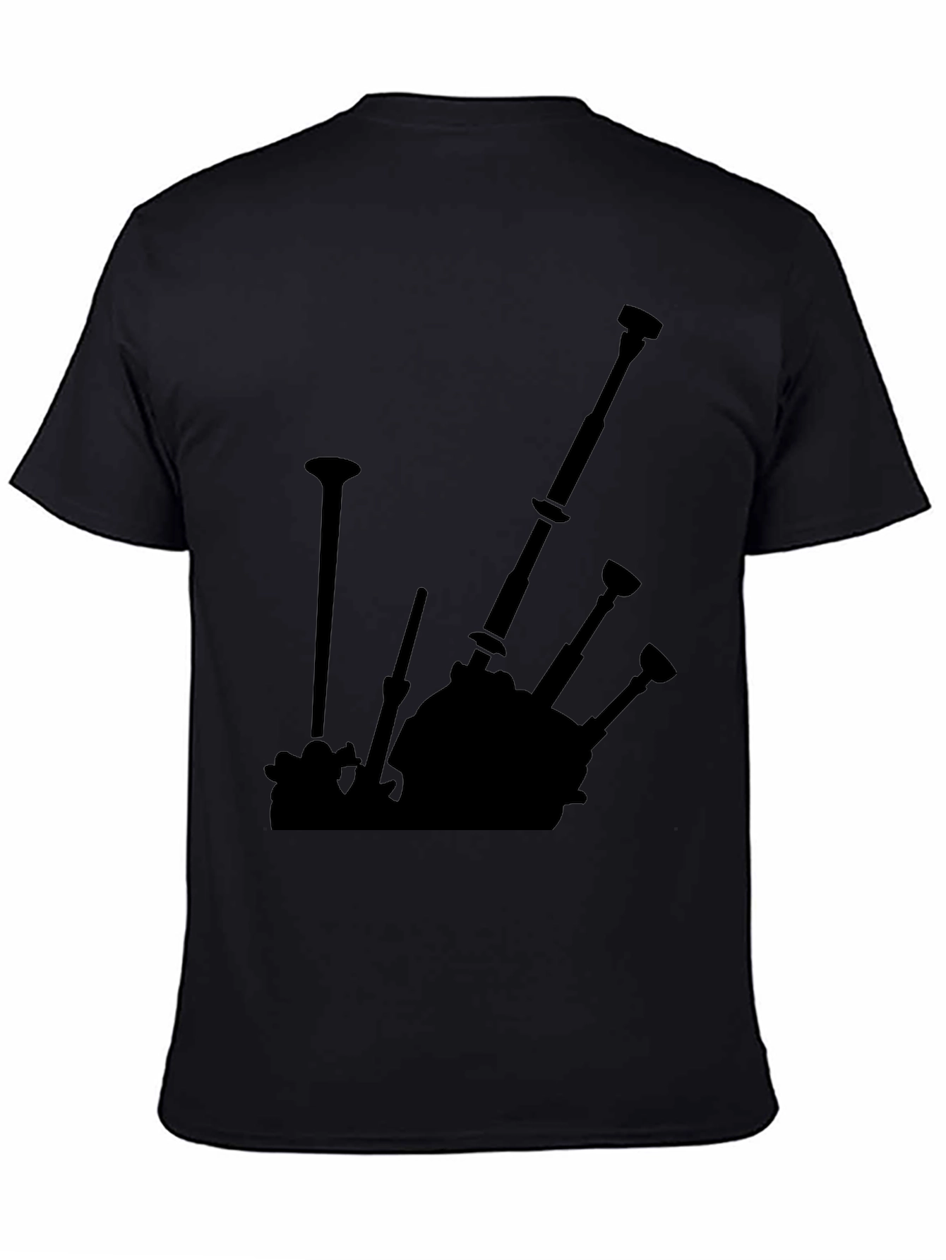 Bagpipe Silhouette Black T-Shirt - Music Lover Tee
