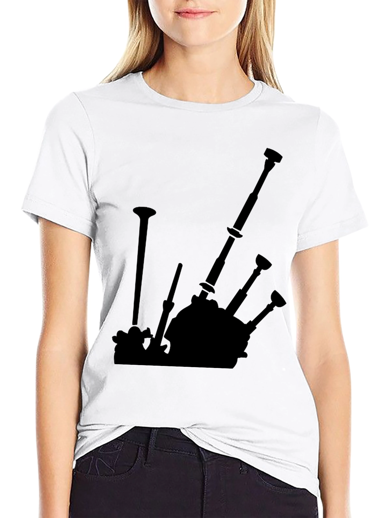 Bagpipe Silhouette Black T-Shirt - Music Lover Tee