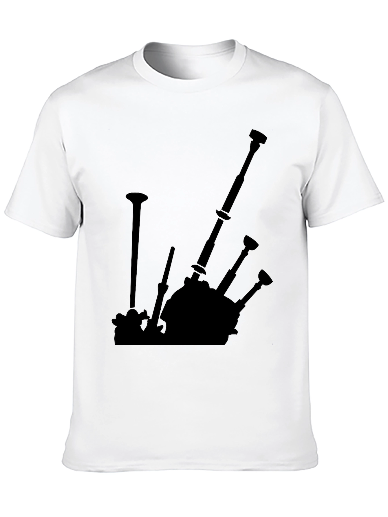 Bagpipe Silhouette Black T-Shirt - Music Lover Tee