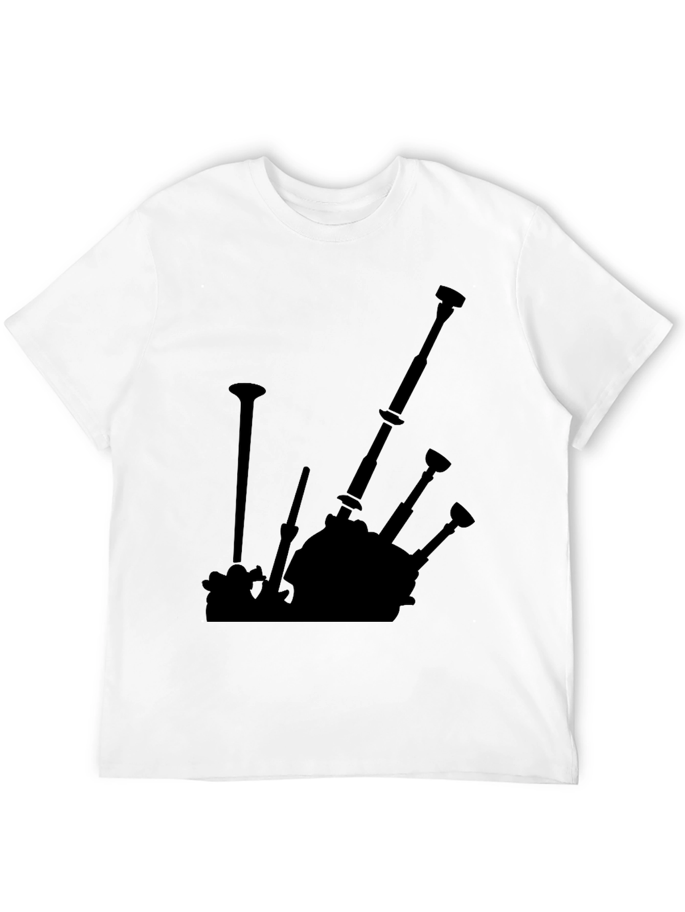 Bagpipe Silhouette Black T-Shirt - Music Lover Tee
