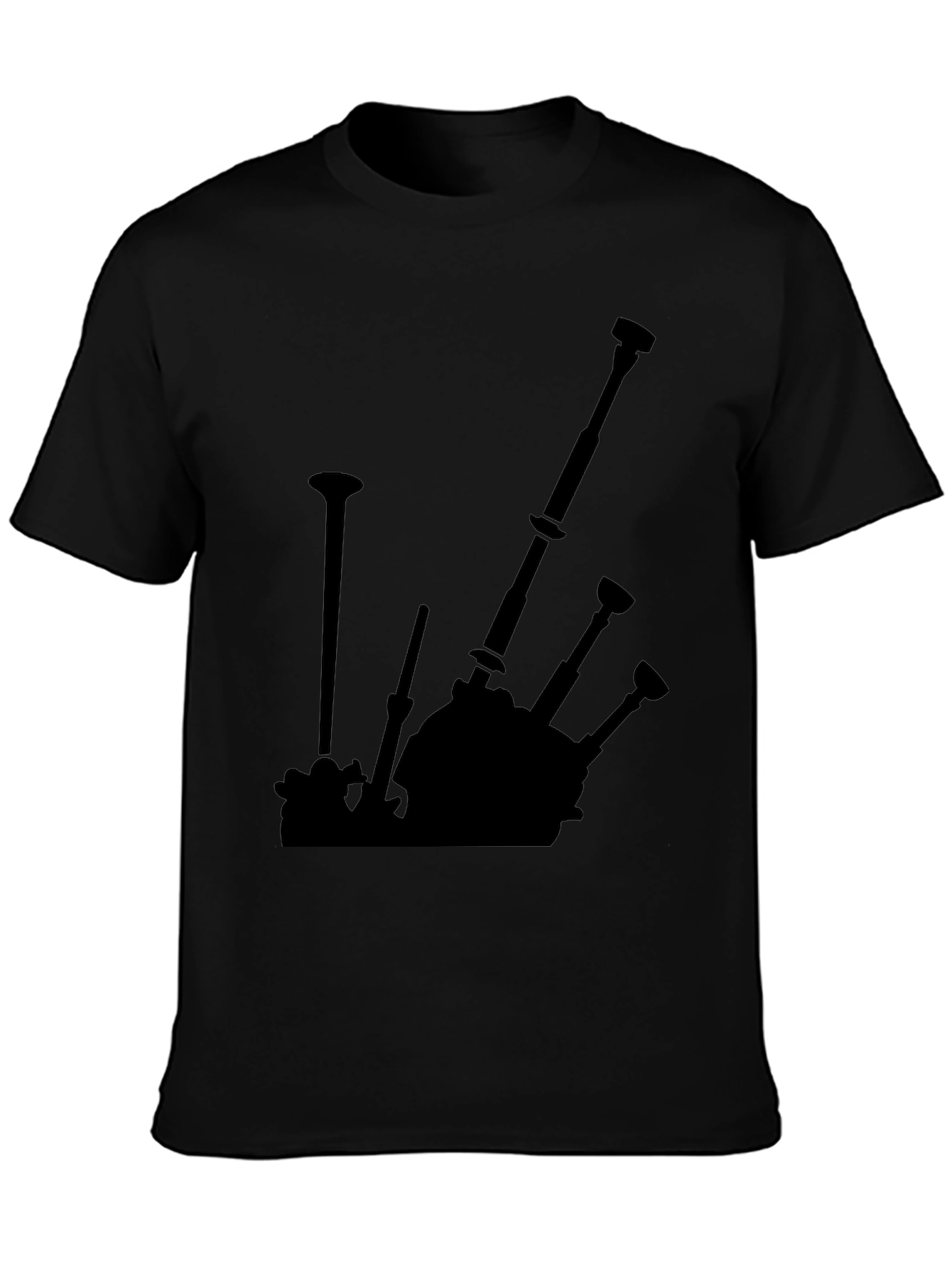 Bagpipe Silhouette Black T-Shirt - Music Lover Tee
