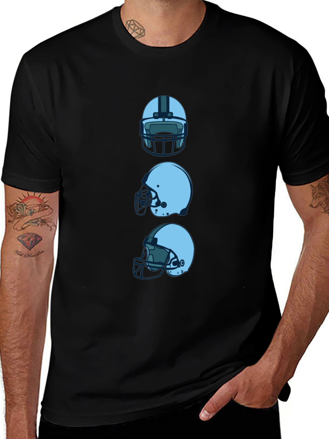 Football Helmet Graphic Tee - Black T-Shirt