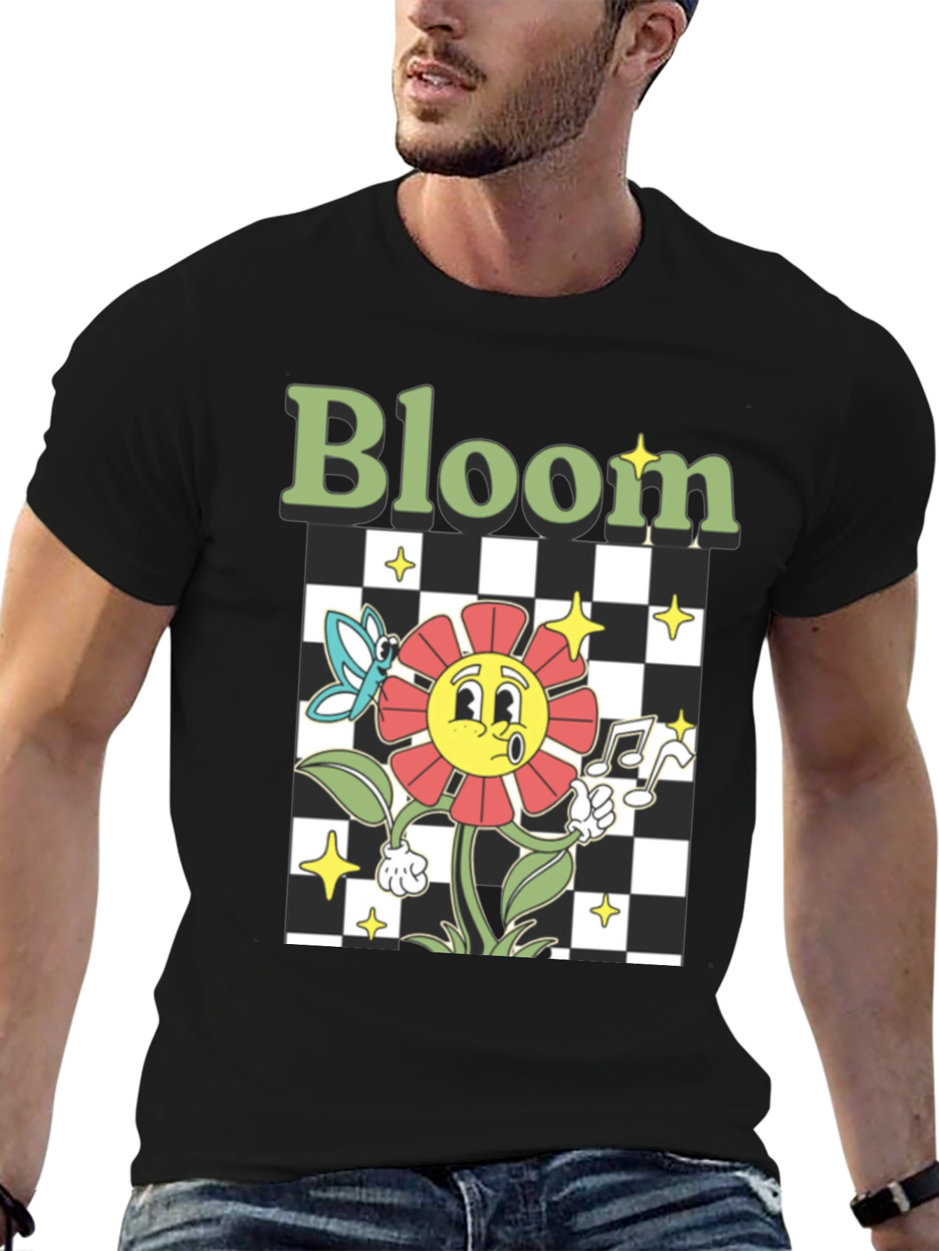 Bloom Graphic Tee - Retro Cartoon Flower Print