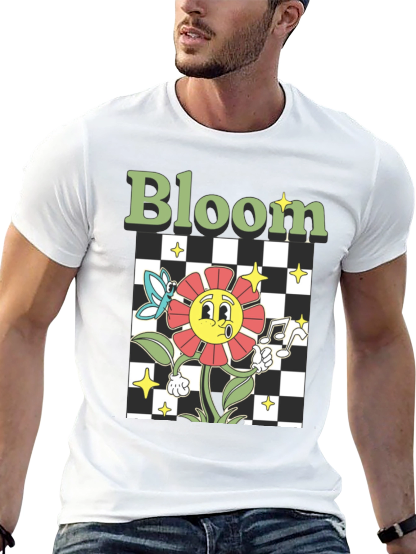 Bloom Graphic Tee - Retro Cartoon Flower Print