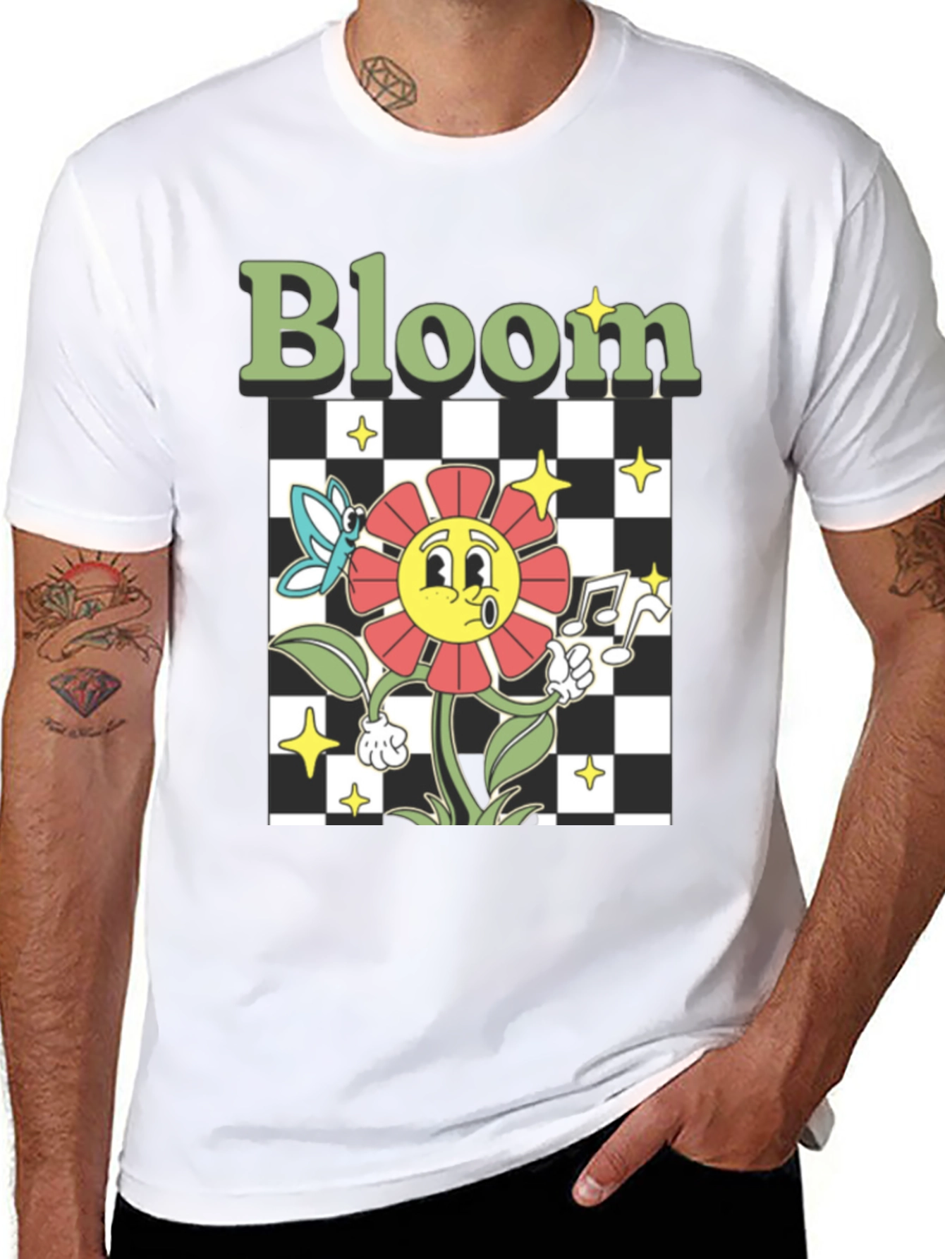 Bloom Graphic Tee - Retro Cartoon Flower Print