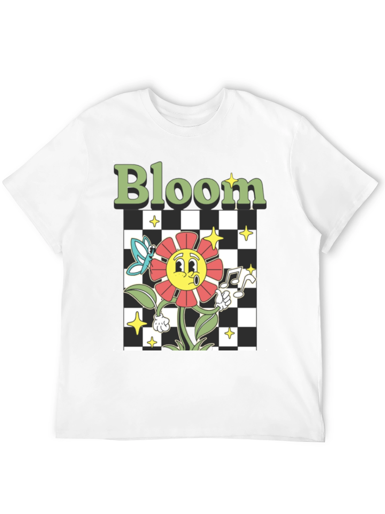 Bloom Graphic Tee - Retro Cartoon Flower Print