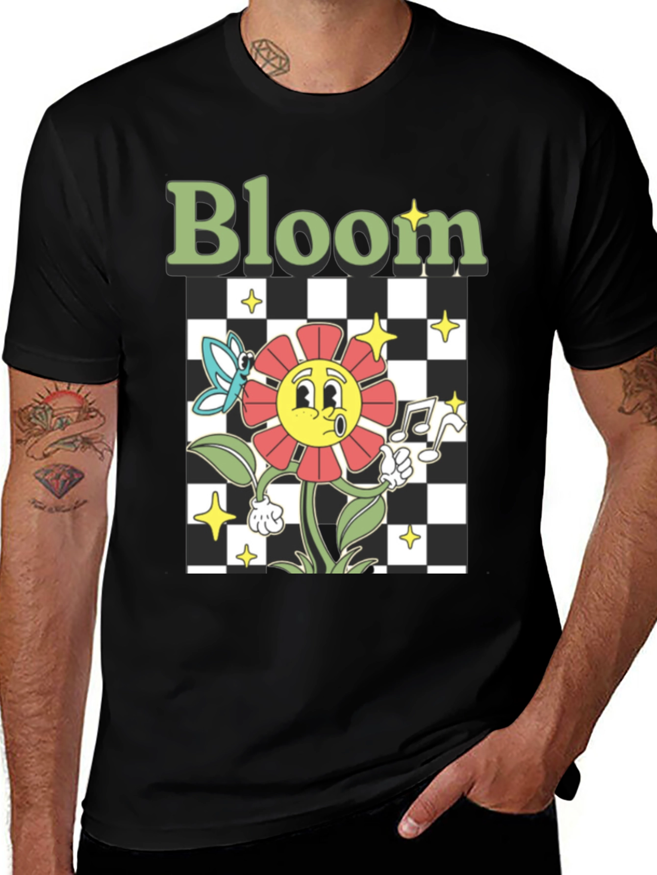Bloom Graphic Tee - Retro Cartoon Flower Print