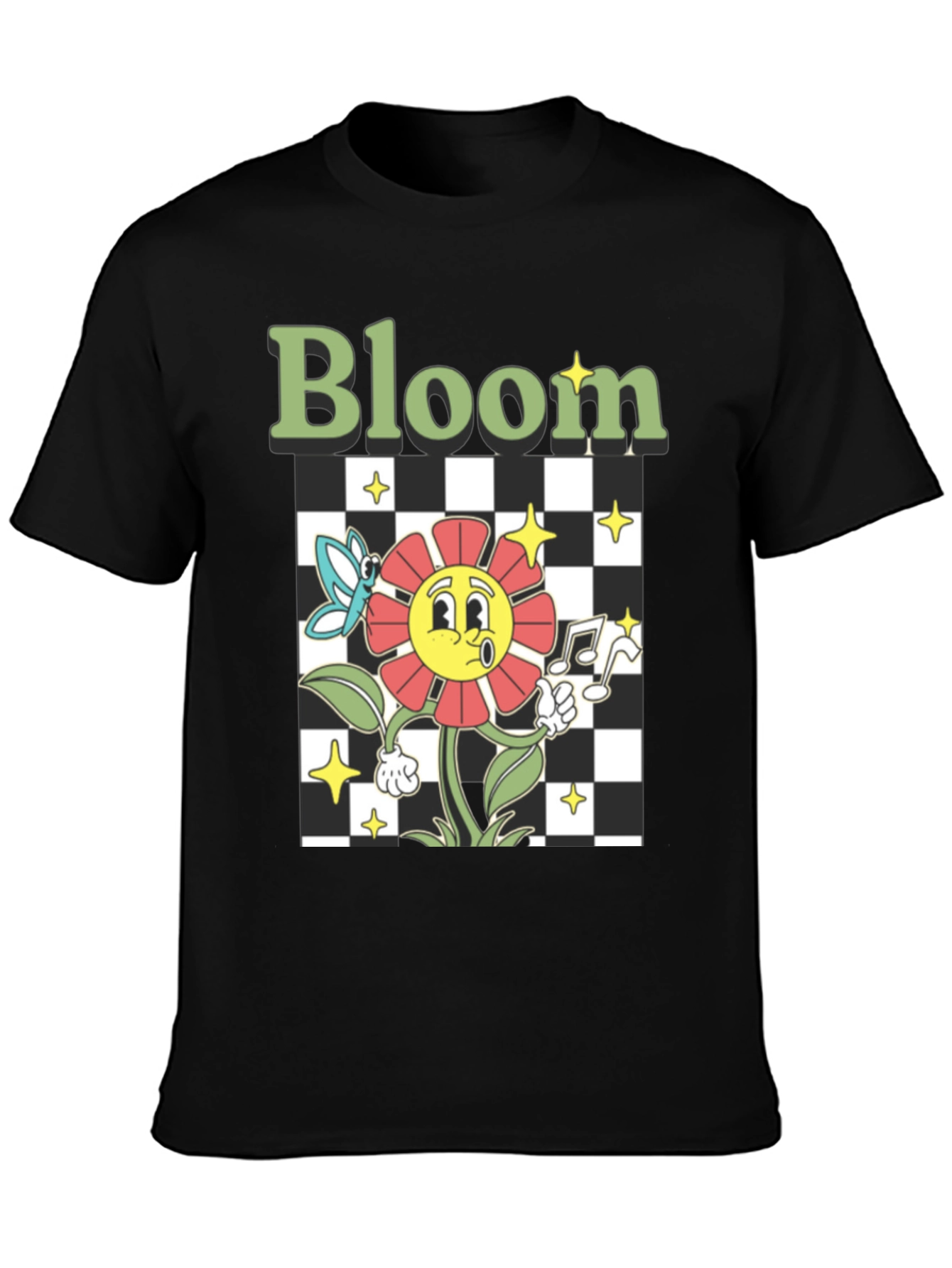 Bloom Graphic Tee - Retro Cartoon Flower Print