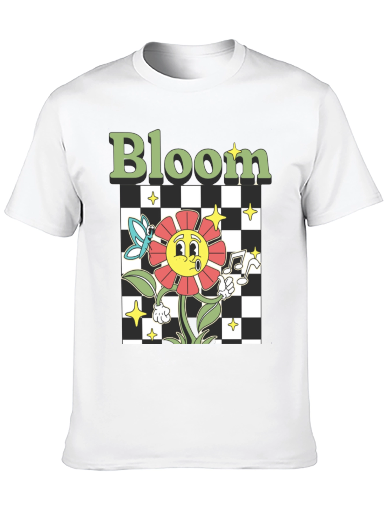 Bloom Graphic Tee - Retro Cartoon Flower Print
