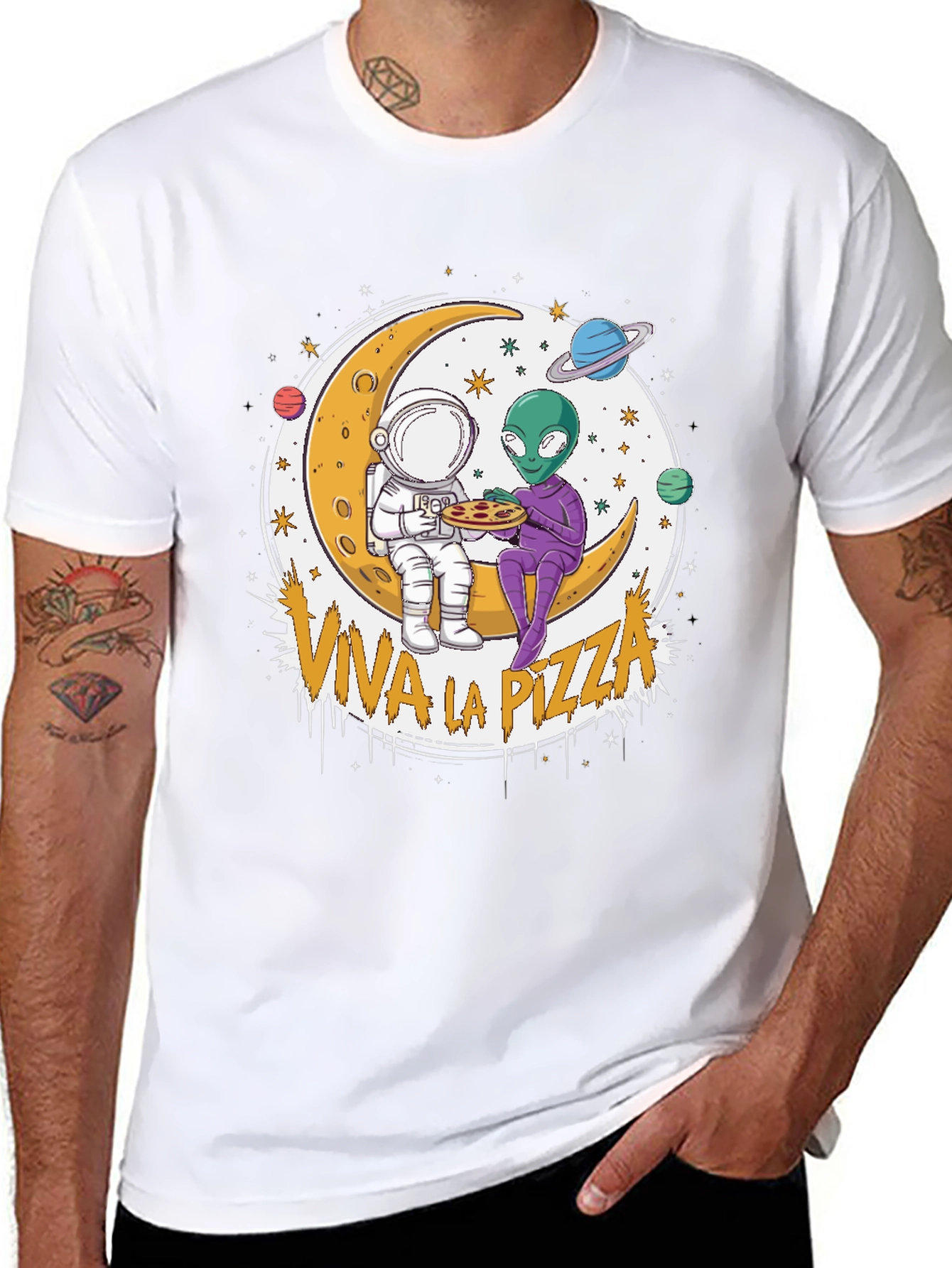Viva la Pizza T-Shirt - Astronaut and Alien Tee