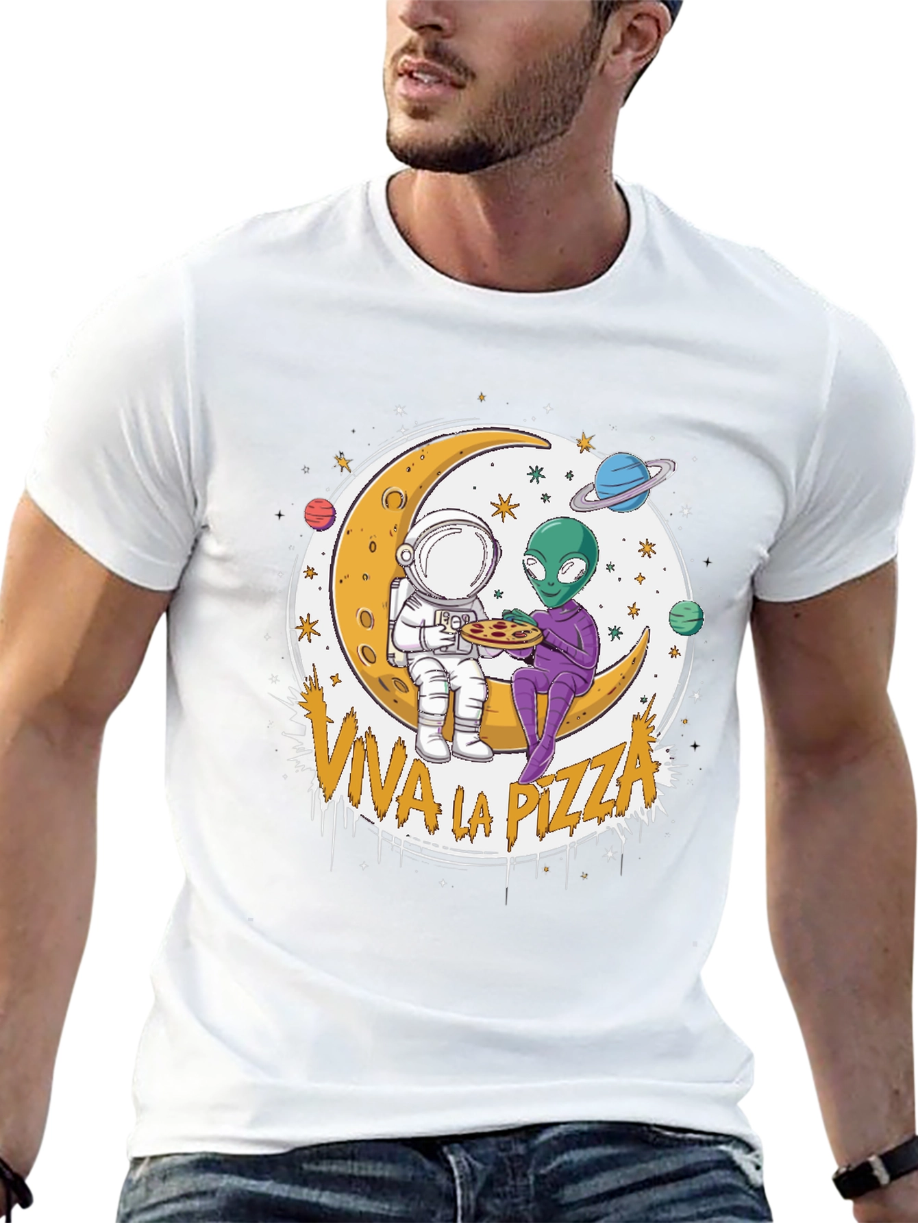 Viva la Pizza T-Shirt - Astronaut and Alien Tee