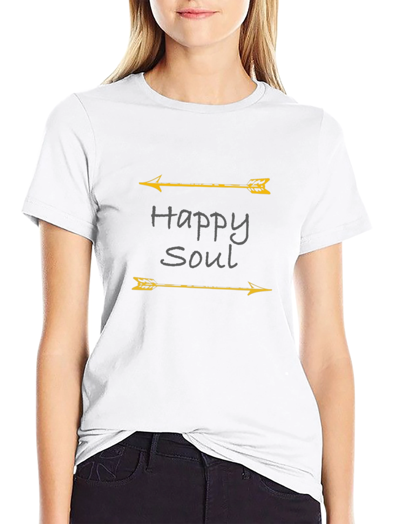 Happy Soul Arrow Graphic Black T-Shirt