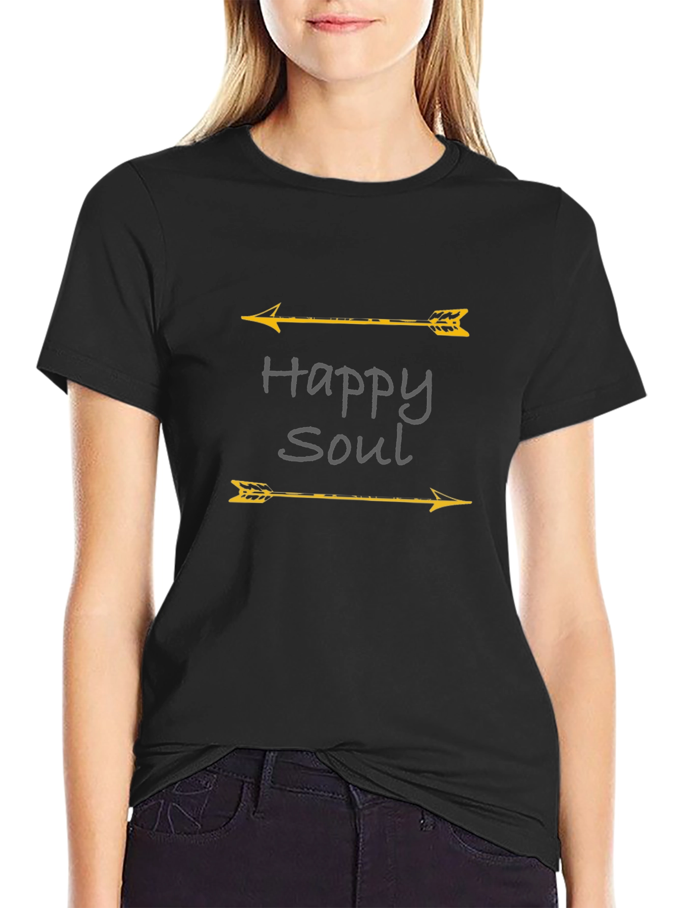 Happy Soul Arrow Graphic Black T-Shirt