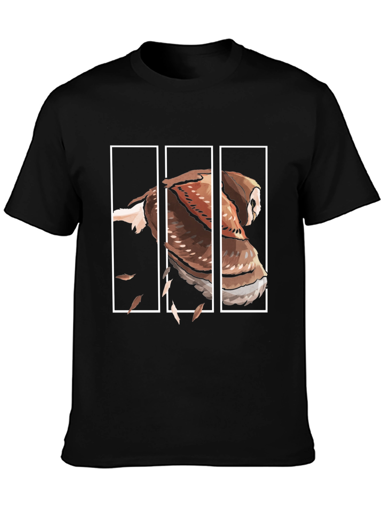 Owl Graphic Print Mens Black T-Shirt