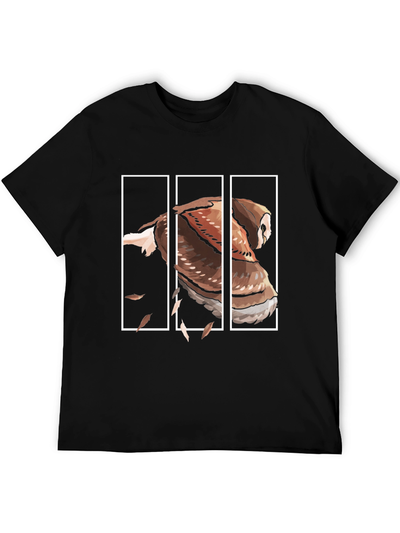 Owl Graphic Print Mens Black T-Shirt