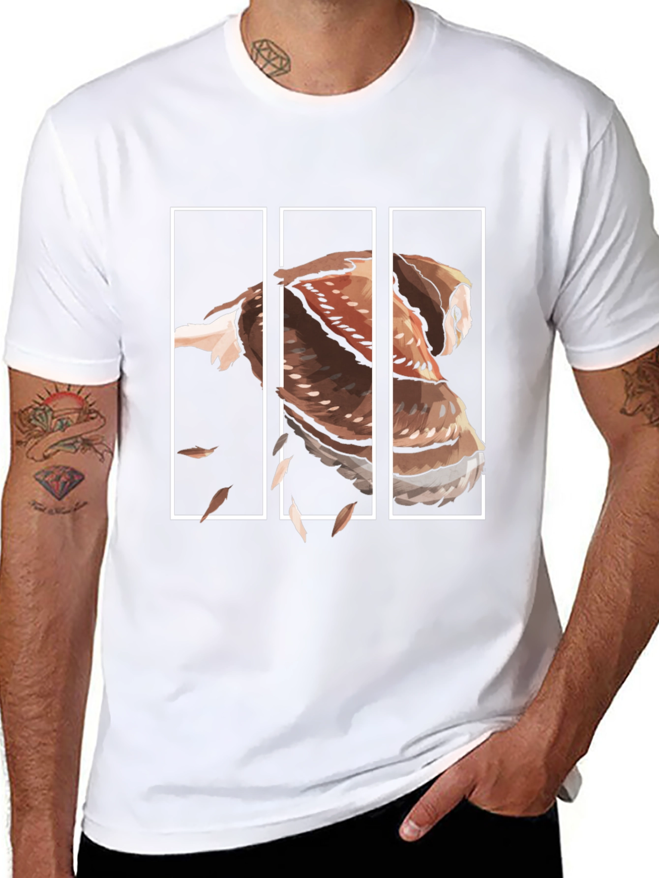 Owl Graphic Print Mens Black T-Shirt