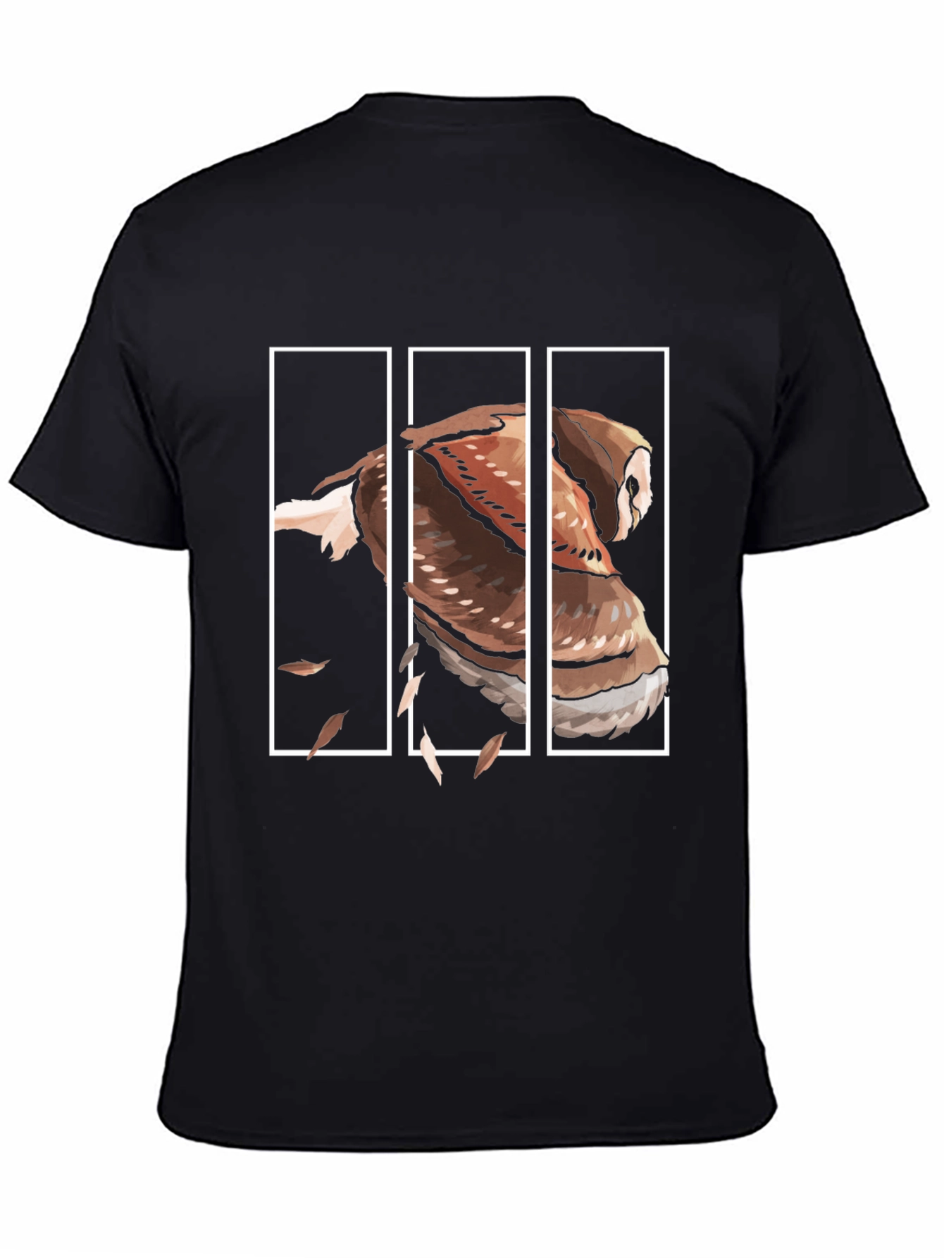 Owl Graphic Print Mens Black T-Shirt