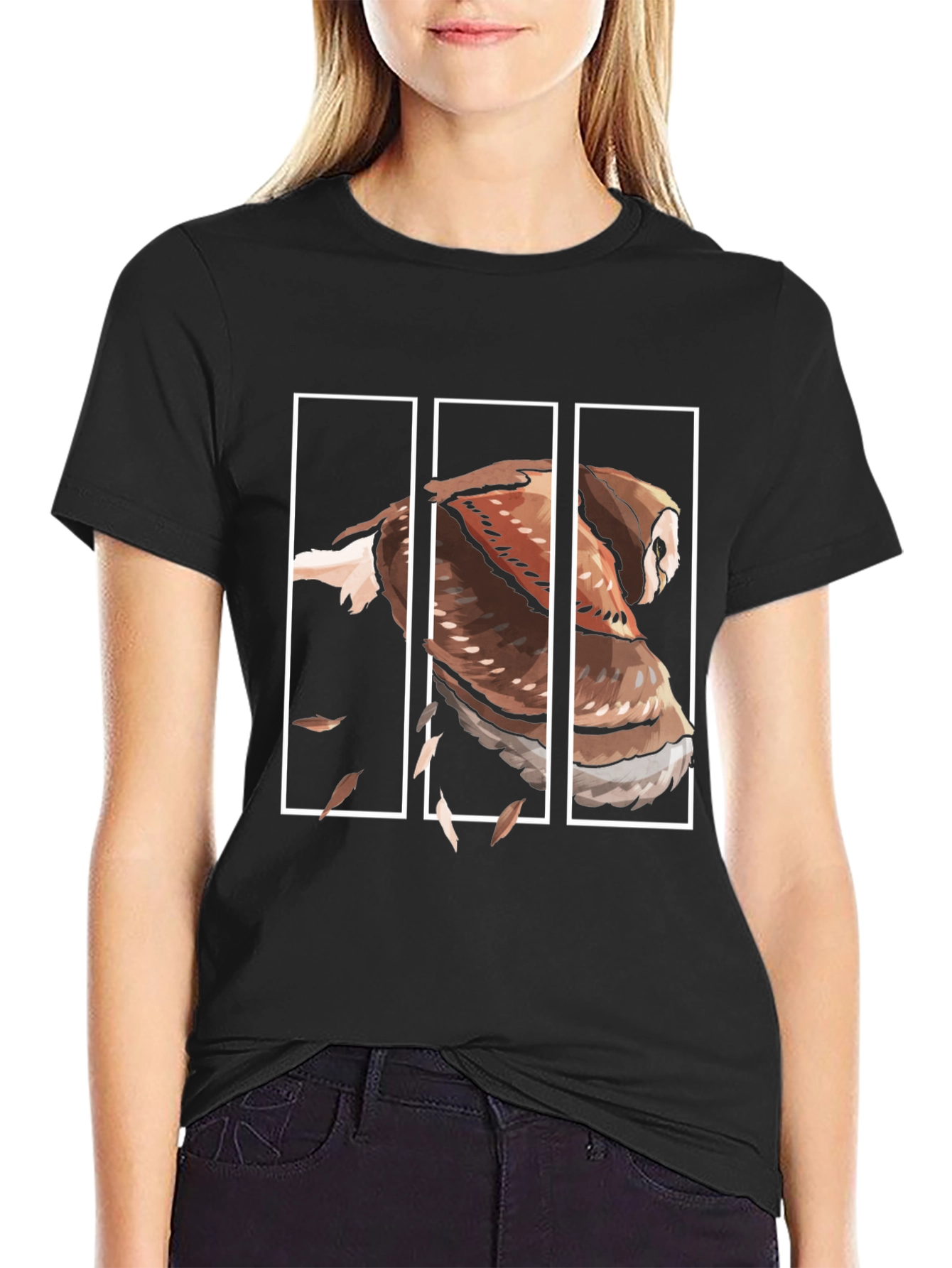 Owl Graphic Print Mens Black T-Shirt