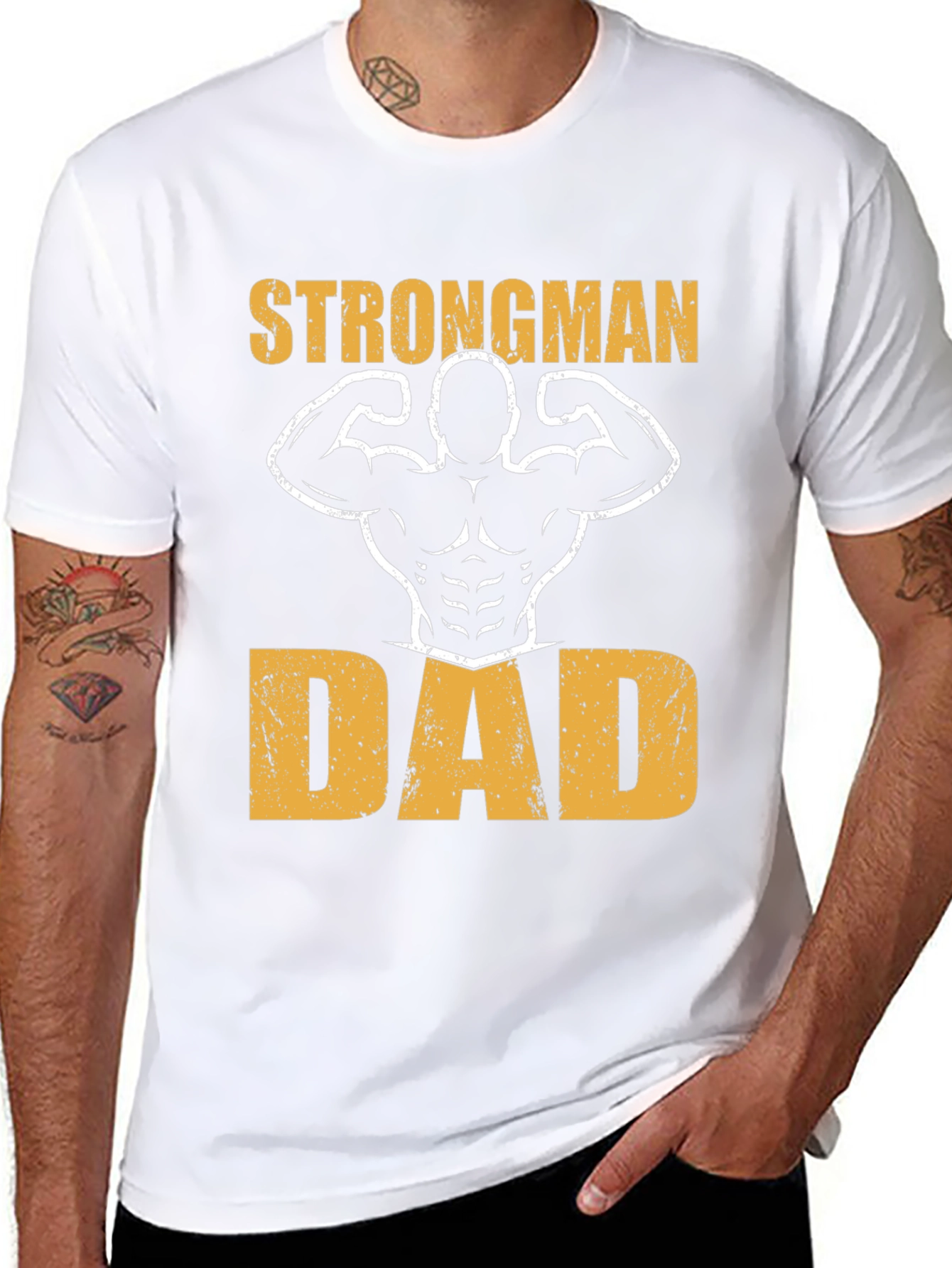Strongman Dad Graphic T-Shirt - Fitness Fathers Day Tee