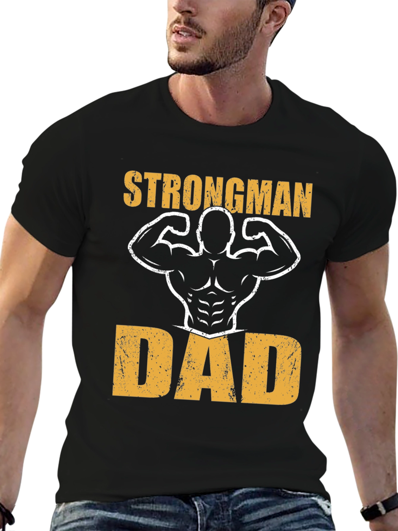 Strongman Dad Graphic T-Shirt - Fitness Fathers Day Tee