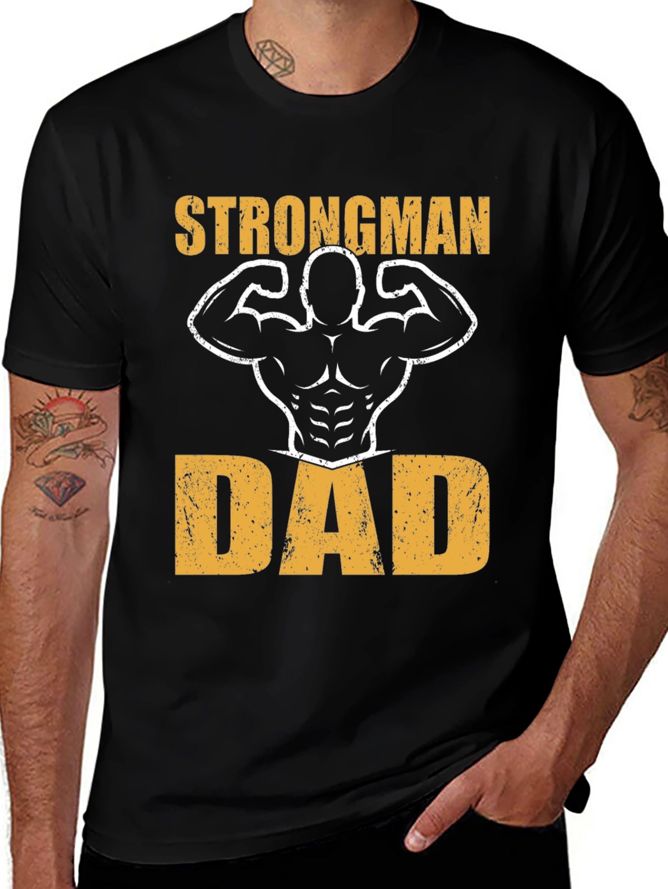 Strongman Dad Graphic T-Shirt - Fitness Fathers Day Tee