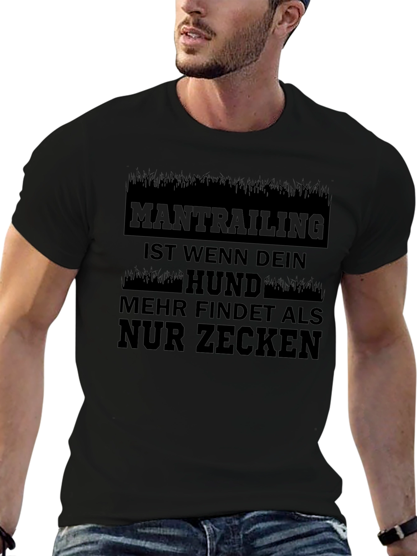 Mantrailing Dog Humor Black T-Shirt