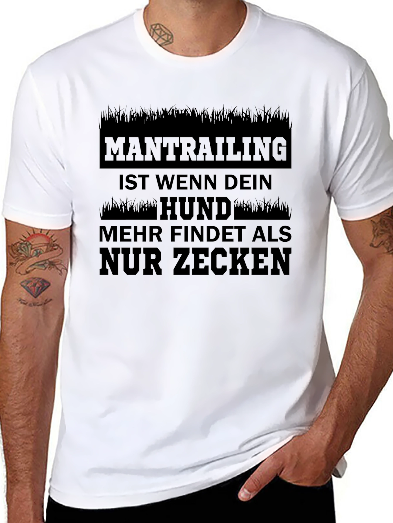 Mantrailing Dog Humor Black T-Shirt