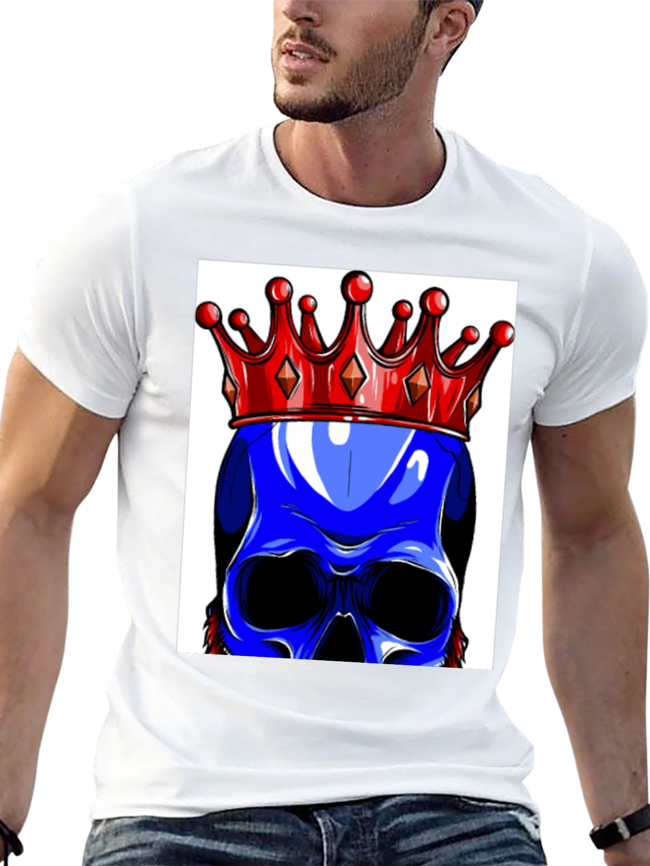 Blue Skull King Graphic Tee