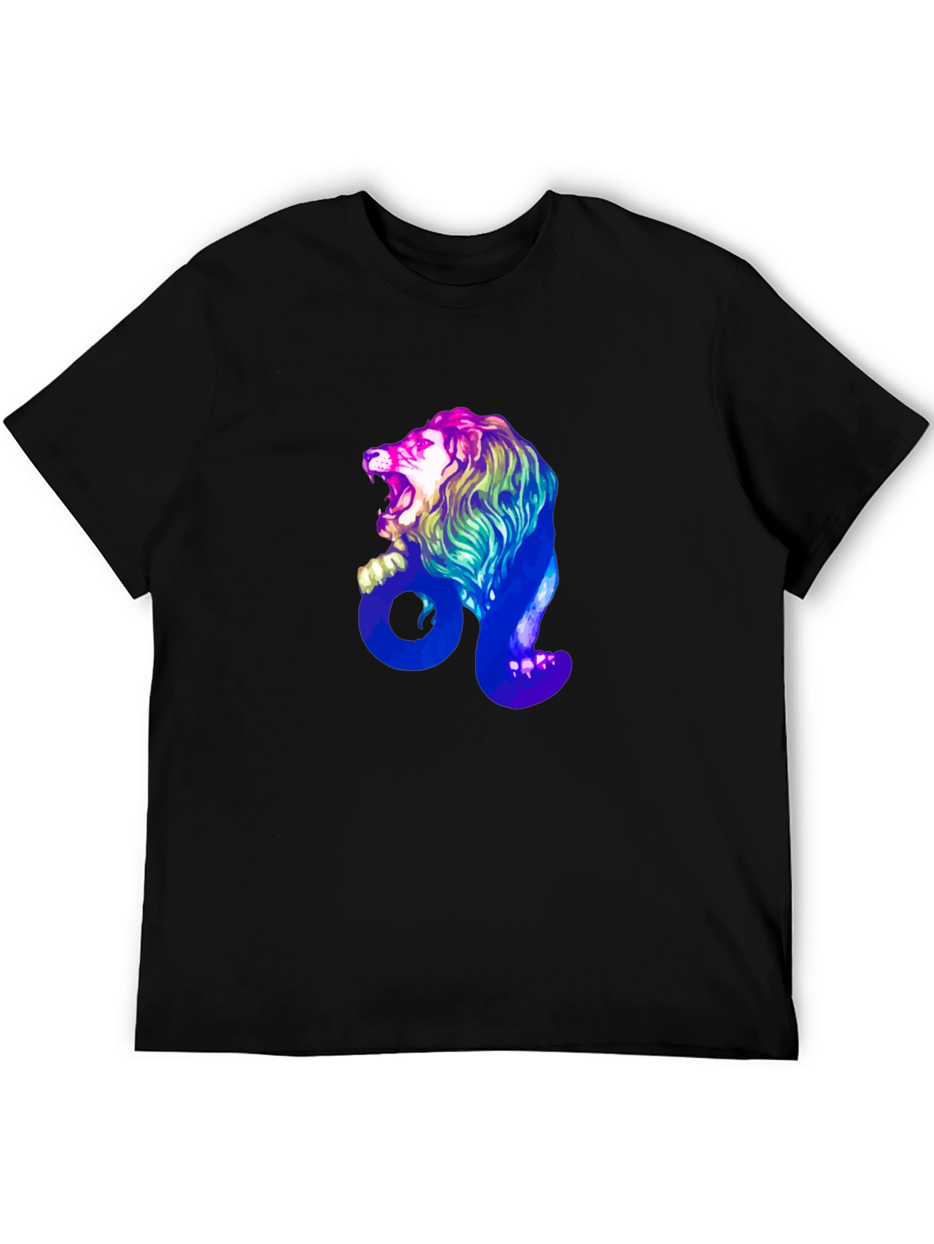Leo Zodiac Lion Graphic Tee - Mens Black T-Shirt
