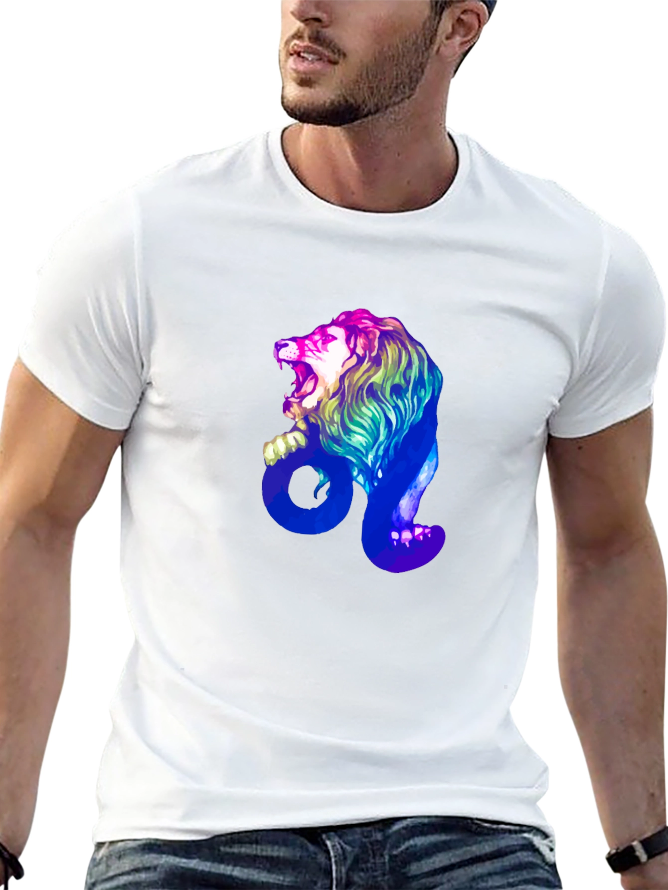 Leo Zodiac Lion Graphic Tee - Mens Black T-Shirt
