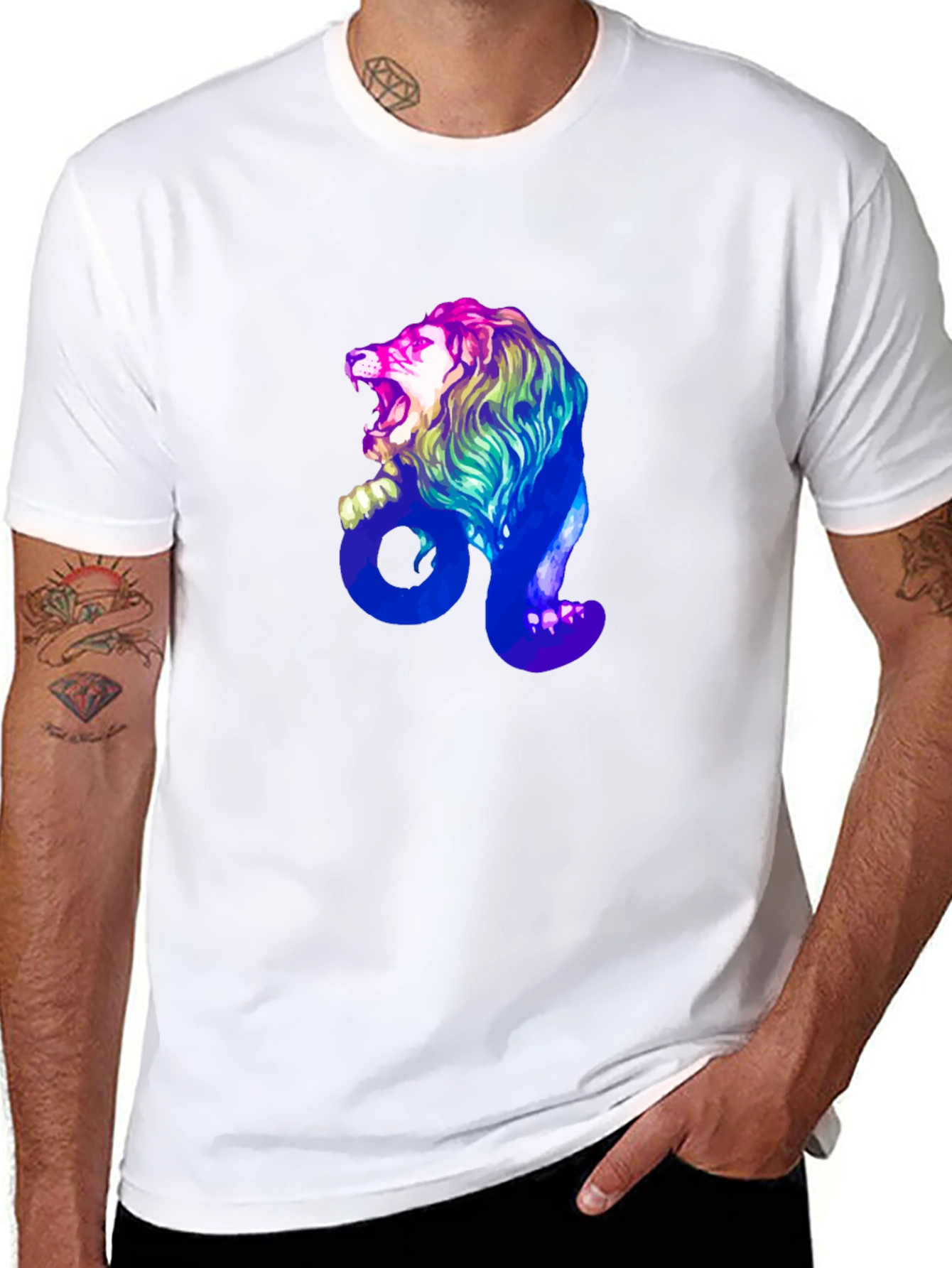 Leo Zodiac Lion Graphic Tee - Mens Black T-Shirt