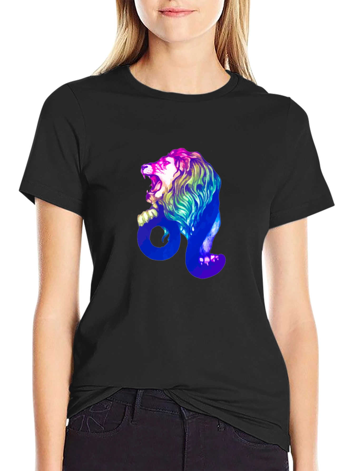 Leo Zodiac Lion Graphic Tee - Mens Black T-Shirt