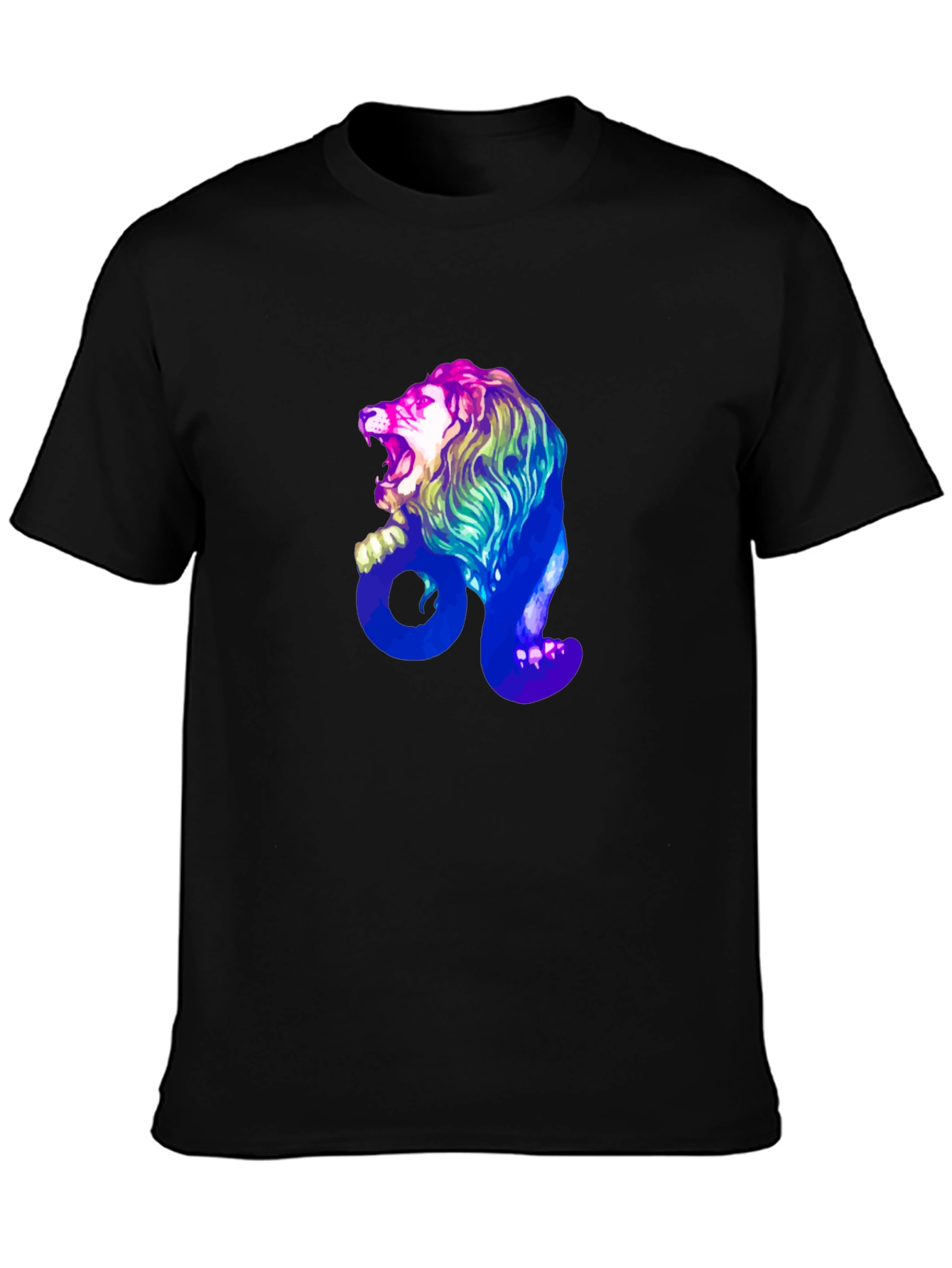 Leo Zodiac Lion Graphic Tee - Mens Black T-Shirt
