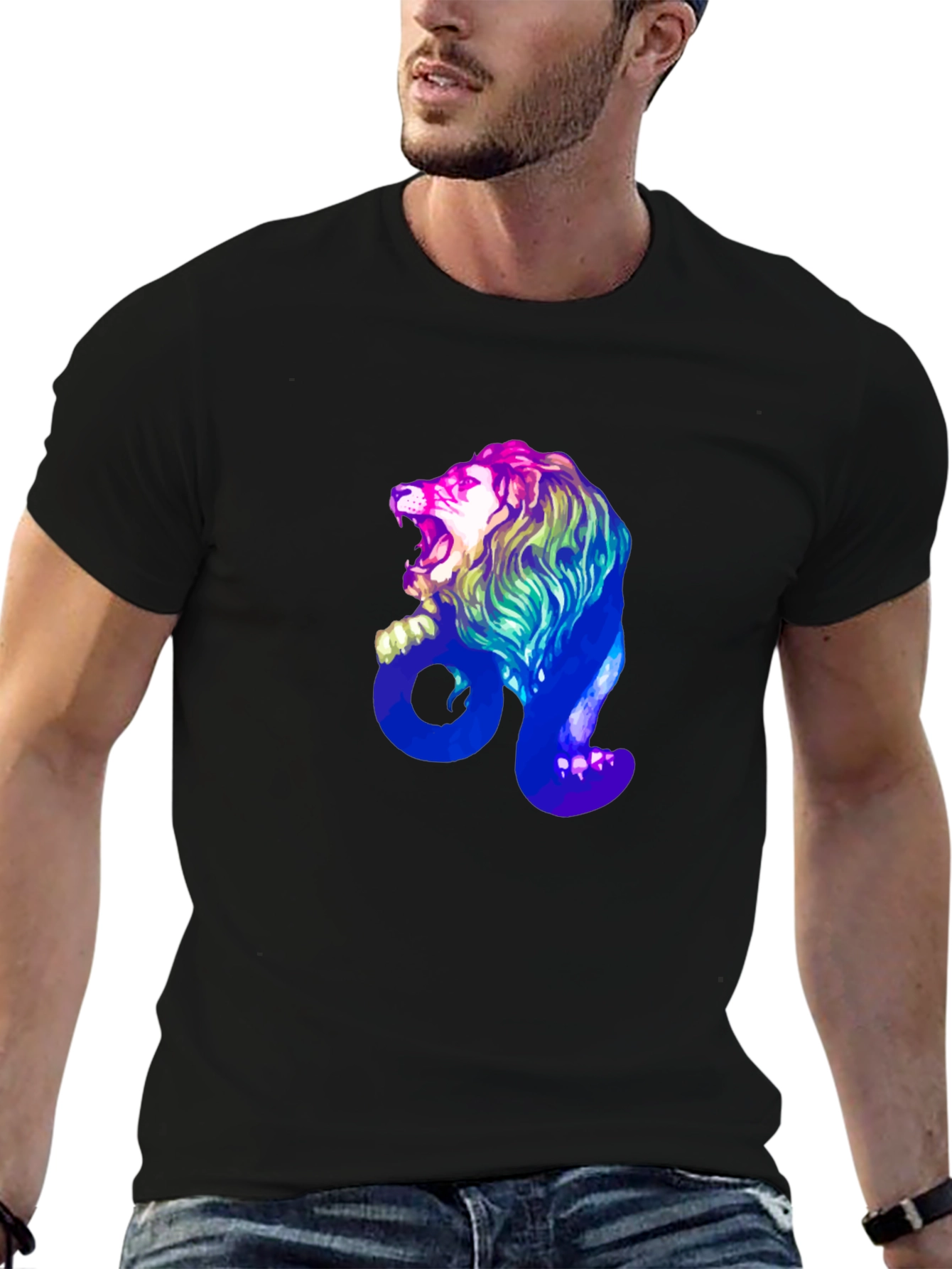 Leo Zodiac Lion Graphic Tee - Mens Black T-Shirt