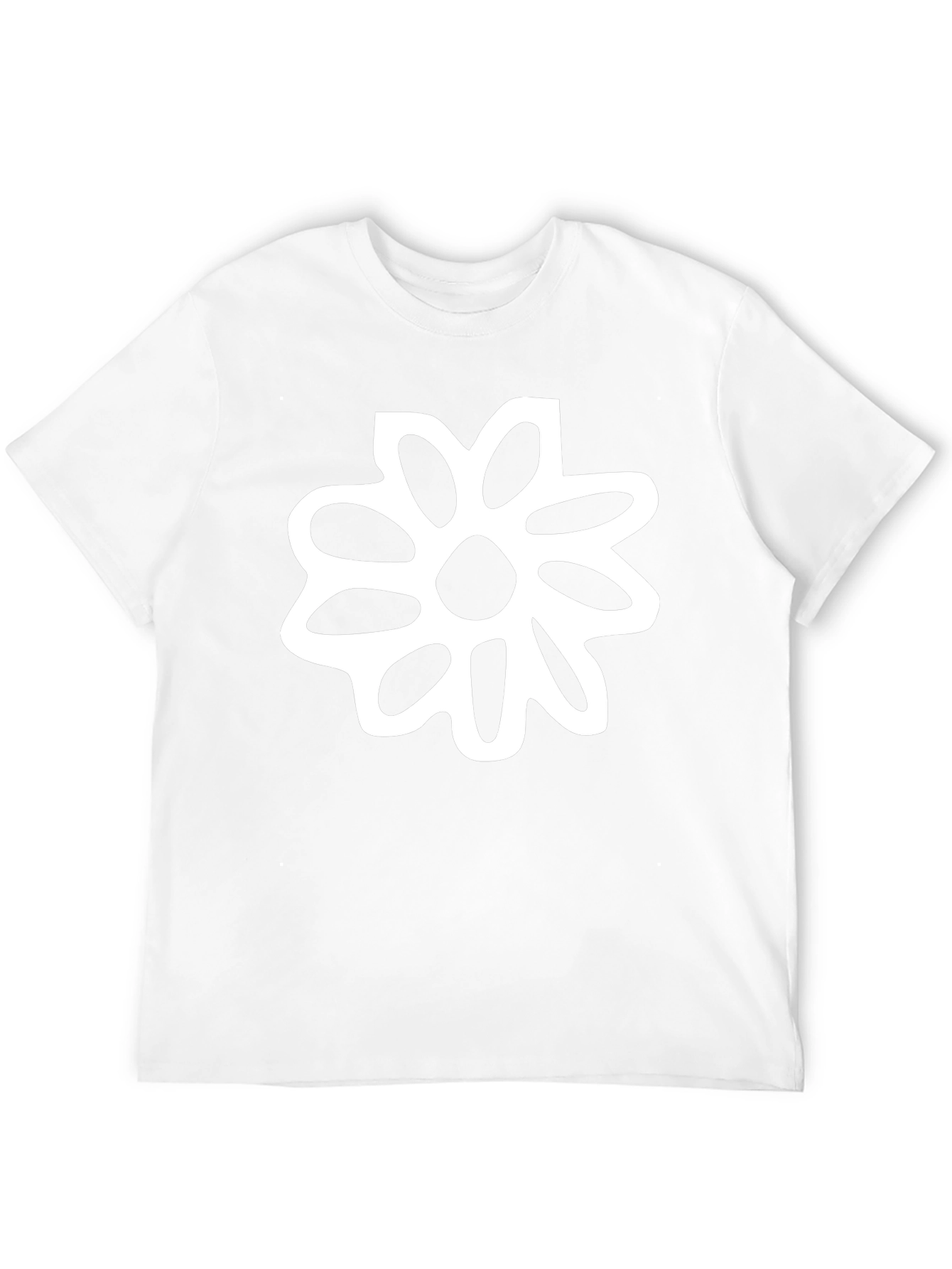 Black T-Shirt with White Flower Graphic