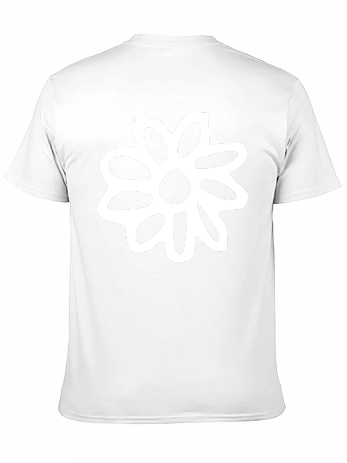 Black T-Shirt with White Flower Graphic