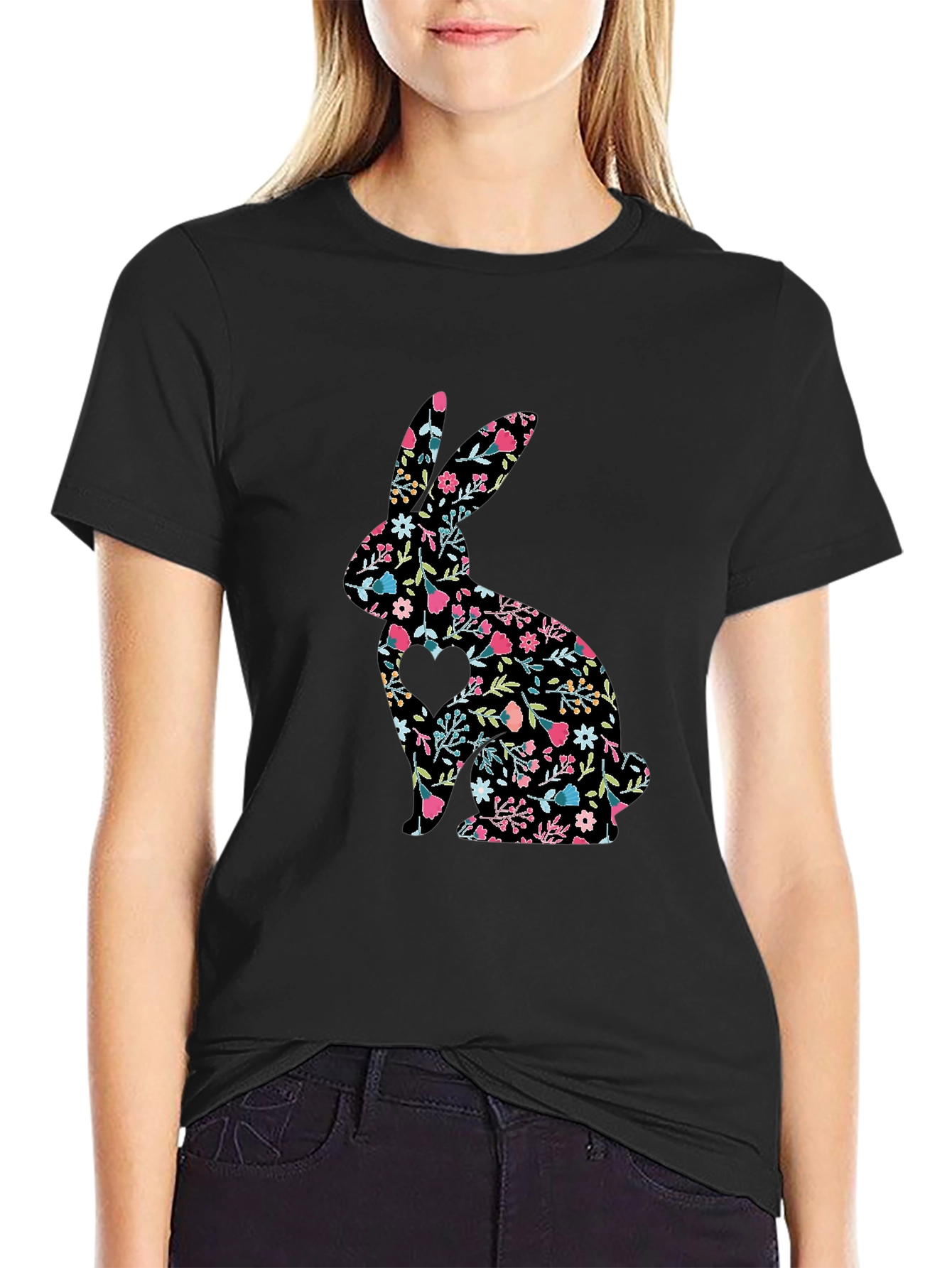 Floral Bunny T-Shirt - Cute Easter Tee